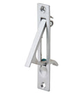 Sliding Door Edge Pull Three Quarters Inch Wide For Narrow And Standard Doors With Spring Return Lever Flush On Plate Satin Chrome Finish