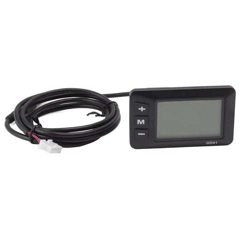 GD01 Electric Bike Dashboard Meter With LCD Screen For 22.2mm Handlebar, display unit with attached cable, on white background.