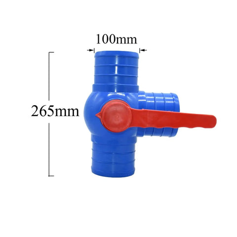 Plug And Play All In One 50/63/75/100mm Water Hose Connector Kit With Tap Tee Splitter And Straight Shut Off Ball Valve side view