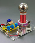 Tabletop Tesla Coil DIY Kit With Spark Gap High Voltage Science Educational Toy For Electrical Hobbyists Easy Assembly In About 1 To 2 Hours Includes Step By Step Guide And 12V Power Supply Prep. assembled tabletop Tesla coil kit, 15x11 cm, acrylic base, red coil