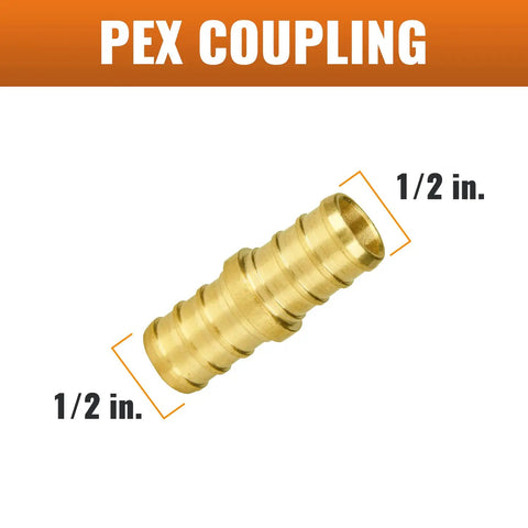 12 Pack 1/2 Inch PEX Couplings No Lead Brass Fittings NSF UPC Certified Crimp Connectors For Plumbing Durable Corrosion Resistant