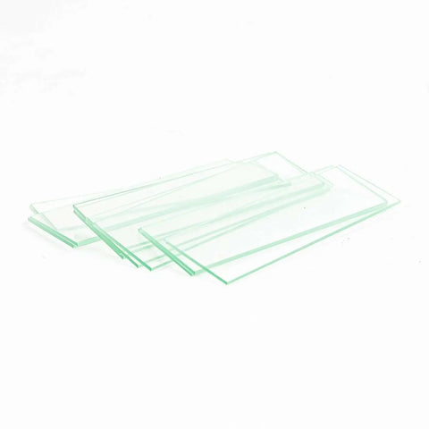 Pre Cleaned Blank Glass Microscope Slides And Coverslips Kit, 50 Slides And 100 Square Coverslips, 1 By 3 Inch Slides, 7 By 7 Eighths Inch Coverslips, 0.006 Inch Thick Ground Edge Glass, Perfect For Lab Research And Classroom Use; stacked glass slides