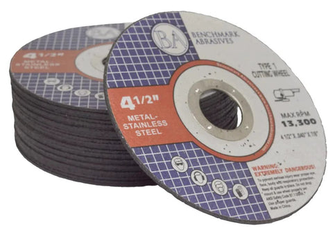 Benchmark Abrasives 25-pack 4.5-in aluminum oxide cut-off wheel; Type 1, 0.040" thick, 7/8" arbor, metal/stainless.