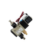 Top Notch 12 Volt DC Solenoid Valve With 10mm Fittings For Pneumatic Directional Control Systems shown with wires and fittings.