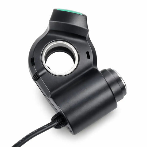 Portable Throttle Voltmeter For Electric Bikes And Scooters with digital voltage display. Black, compact design with locking mount.