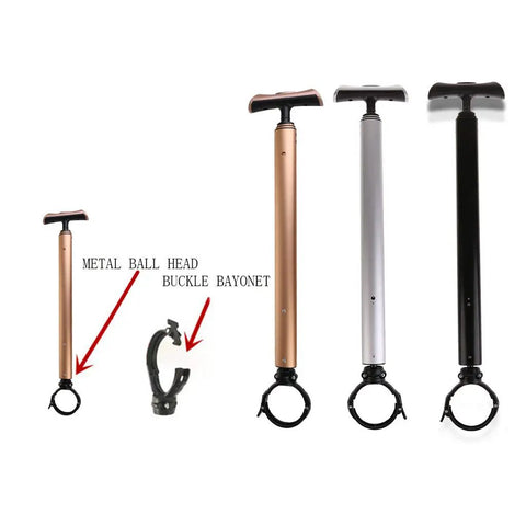 Adjustable Handlebar Armrest And Extend Rod For 6.5 7 And 10 Inch Electric Scooters Flexible Two Wheel Balancing Scooter Handle Upgrade For Safe Easy Riding Suitable For Adults And Kids in gold, silver, and black with buckle bayonet detail.
