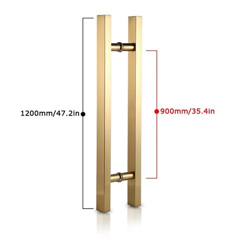 Heavy Duty Stainless Steel Door Pull Handle Set For Glass And Wood Doors 25x38mm Square Tube Brushed Finish Ultra Durable