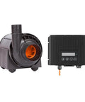 Straight Up Game Changing 2000 GPH DC Submersible Water Pump Designed For Aquariums Koi Ponds And Home Landscaping With Rugged IP65 Splash Proof Controller with controller and pump unit.
