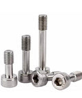 Built Tough M8 X 45mm Stainless Steel Captive Screws With Hex Socket Cap Head And Plain Washers, set of four screws.
