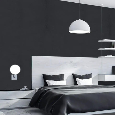 Black Self Adhesive Contact Paper Wallpaper 35.4 X 120 Inches Waterproof Gloss PVC Vinyl on bedroom wall behind bed