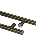 Heavy Duty 47 Inch Push Pull Door Handle In Antique Bronze, Real SUS 304 Stainless Steel With Solid Standoffs For Front Doors, Barn Doors, And Glass Shower Doors, Built Tough, Easy Install, Built To Last, angled view