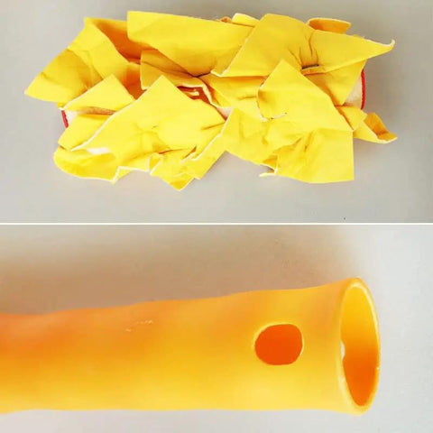 Heavy Duty 7 Inch Texture Paint Roller With Non Woven Pattern Grip For Wall Embossing showing yellow fabric and orange handle.