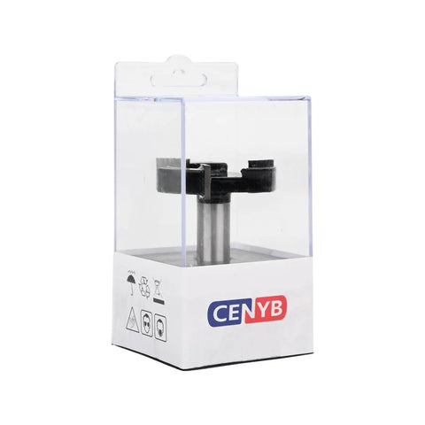 Pro Grade 4 Flute CNC Spoilboard Surfacing Router Bit With 1 Quarter Inch Shank And 2 Inch Cutting Diameter Anti Kickback Design 89 HRC YG8 Tipped Includes Router Collet For Precision Woodworking in packaging