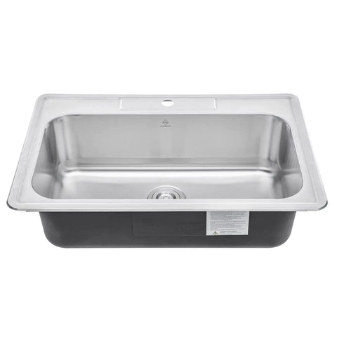 33 By 22 By 9 Inch Top Mount Or Drop In Stainless Steel Single Bowl Kitchen Sink With Strainer And Dish Rack 18 Gauge T304 Dent Resistant Rust Proof Pro Grade Build For Busy Home Chefs