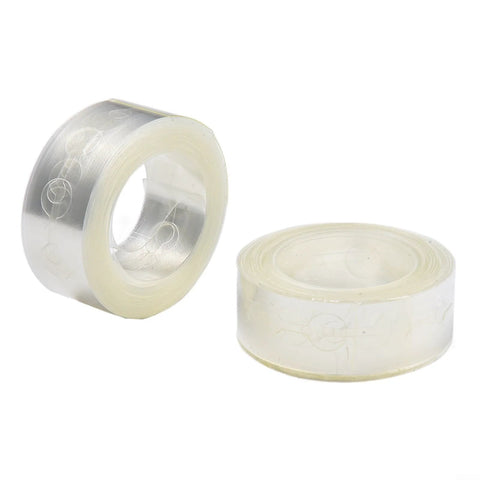 Front view: two rolls of clear packing tape on plastic spools