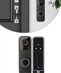 Black Doorbell Back Plate Replacement For Video Doorbell Mounting Systems Kit With Hardware shown installed and front view