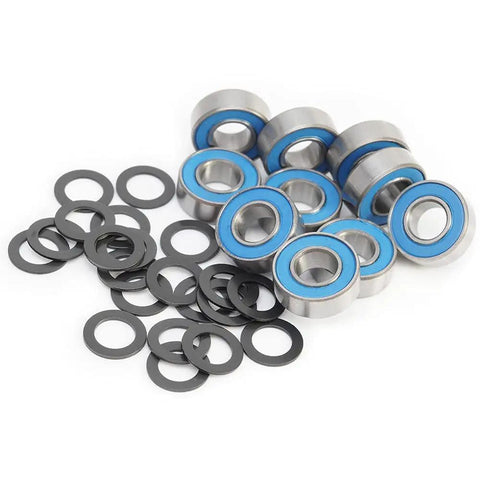 Five Pack 5116 Ball Bearings With Blue Rubber Seals And 1985 PTFE Coated Washers For RC Cars 5x11x4mm Bearings And 5x8x0.5mm Washers