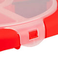 Close-up of red locking lid on Bucket Seat Small Parts Organizer For 5 Gallon Buckets With Locking Lid, 6 Compartments