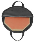 Hella Tough Octopus Practice Pad Storage Bag For 10 Inch Dumb Drum showing interior with orange practice pad and black oxford exterior.