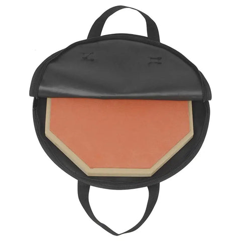 Hella Tough Octopus Practice Pad Storage Bag For 10 Inch Dumb Drum showing interior with orange practice pad and black oxford exterior.