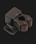 Double Roller Catch Cabinet Door Latch For Home And Campers, Cupboard Hardware, Solid Iron Finish, Vintage Style, Close-up View