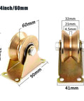 Heavy Duty Steel Gate Wheels That Roll Damn Smooth For Sliding Gates And V Track Rails Bad Ass Casters With Mounting Plates 60mm caster size and dimensions shown.