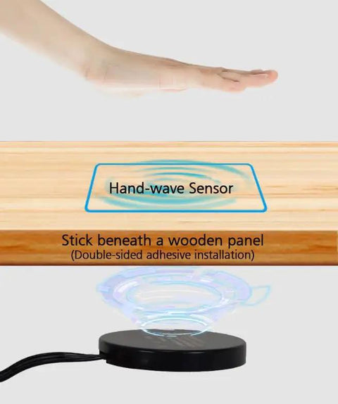 Hidden 12V Dimmer Switch With Touch Sensor Through Wood Panel for effortless LED control in RVs, cabinets, wardrobes, and LED strips.