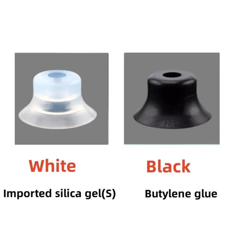 Industrial Pneumatic Manipulator Vacuum Suction Cup For PF PFG PA Lines Gray Silicone Nozzle High Power Gripper Adapter Robotic Tool Accessory showing white and black silicone suction cups side by side.