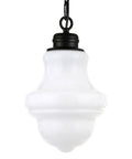 9.13 Inch Wide Pendant Light With Glass Shade In Blackened Bronze And White Milk Glass Diffuser Sleek Modern Ceiling Fixture