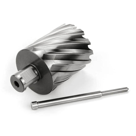 Oscarbide 2x2-inch annular cutter with Weldon shank and pilot pin; 2-inch cutting diameter, 2-inch depth for magnetic drill press