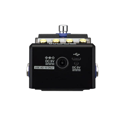 Rear view of MS 80IR Plus MultiStomp Amp And Cabinet Modeler Pedal With 23 Amp Models, showing power input and USB interface