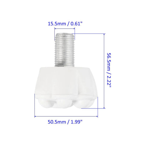 Roller Skate Stopper Rubber Brake Block Toe Stop With Adjustable Bolts Cat Claw For Quick Braking On Indoor And Outdoor Skates 0.6 Inch Dia Thread White, dimensions labeled in image