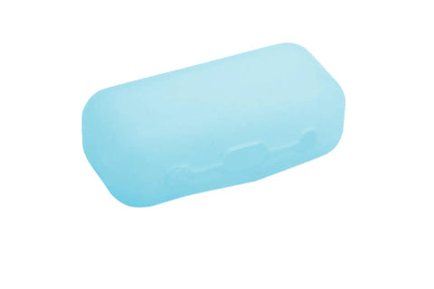 Blue silicone razor cover, part of the Silicone Razor Cover On The Go Travel Protection For Razors Food Grade Safe Dishwasher Safe 2 Pack