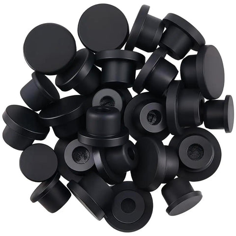 Dope 30 Piece Silicone Stopper Assortment Kit With Five Sizes For Bottles Pipes Flower Pots Flexible Rubber Hole Plugs Waterproof T-Type Button End Covers Black black silicone T-stopper assortment, assorted sizes