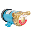 Plug And Play Home Water Booster Pump 115V 60Hz 120W With 1 Inch Outlet Automatic Shower Booster, blue and brass design.