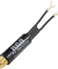 Indoor Screw On Matching Transformer VH54R For TV 75 Ohm To 300 Ohm Coax Adapter Converts Old School Antenna To Cable Ready Receiver With Easy Plug And Play Retrofit, showing front view of transformer with coax input and flat antenna leads.