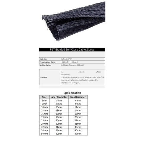 Self Closed Cable Sleeve Made Of PET Braided Material For Easy DIY Friendly Cable Management And Wire Wrapping Split Organizer.