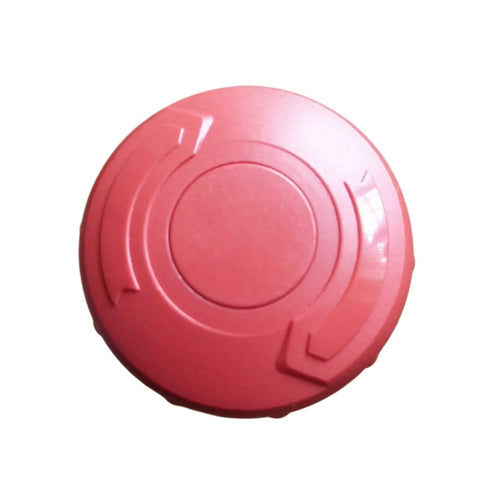 Red Emergency Stop Button with clear red housing and icons for instant equipment shutdown, built tough for industrial machinery.