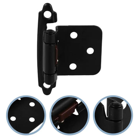 Heavy Duty Steel Cabinet Hinges with Self Closing Spring for RV Cabinets 2 Pack Half Overlay Design, close-up on black hinge