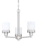 Three Light Fashion Kitchen Island Chandelier With Frosted Glass Shades And Hollow Metal Shade, Brushed Nickel Finish