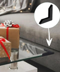 Kick Those Dull Scratches Straight To The Trash With These Heavy Duty Black Plastic Corner Protectors And L Shaped Bumpers Made To Keep Your Frames Mirrors And Glass Secure on a glass table.