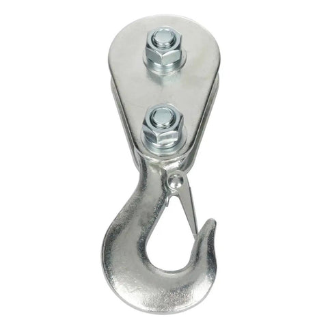 Heavy Duty Pulley Hook Snatch Block For Winch Recovery 2 Ton 4400 Lbs With Hook High Strength Steel For Cables Up To Three Eighths Inch, steel pulley hook close-up