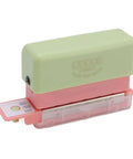 Grab And Go 5 Hole Paper Puncher Mini Handheld Circle Punch Tool for A4 A5 B5 paper, portable design, pink and green color.