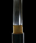 Close-up of Hand Forged Shirasaya Style Samurai Katana Sword With Razor Sharp Blade Full Tang Black Scabbard 39 Inch Overall Length