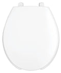 Commercial Heavy Duty Open Front Toilet Seat With Cover, Round White, Built To Last With Stay-Tite Installation, closed view