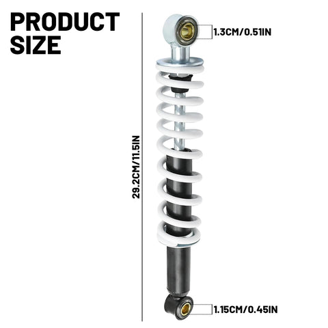 11 Inch Front Shock Kit For Quad ATV Suspension Fits Coolster Taotao 50cc 70cc 90cc 110cc 125cc, showing size measurements