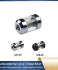 Solid Brass Dual G1 4 Spiral Water Cooling Filter Fitting For PC Build Anti Corrosion Precision Double Port Threaded Connector For Custom Loop Parts in silver and black.