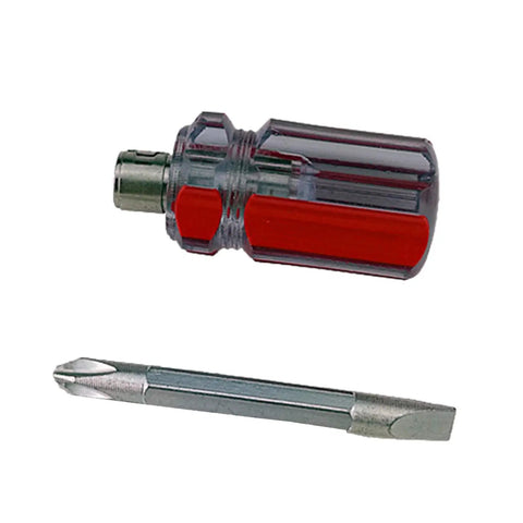 Grab And Go Mini Screwdriver Set For Home DIY And Quick Fixes, showing a compact, double-ended screwdriver with red handle and metal tips