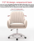 Cozy Velvet Desk Chair With Pillow showcasing 110° tilt design and wraparound back support on swivel wheels.