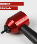 Professional Rivet Nut Drill Adapter Kit Featuring Complete M3 M4 M5 M6 M8 Metric Mandrels And Thread Insert Nuts with an aluminum body and anti-skid handle.